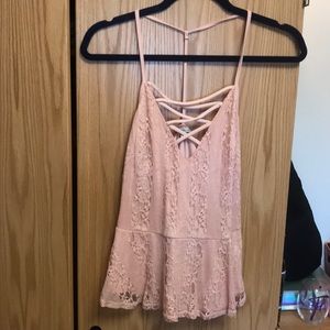 Print Peplum Lace Top